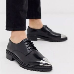 ASOS Black and Silver loafers with Sleek Design